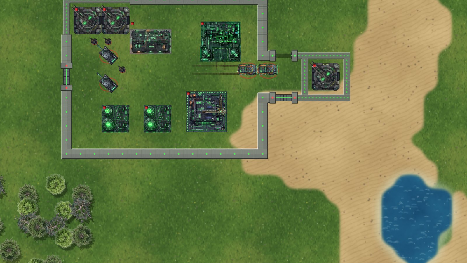 A walled Brotherhood fortress with gates and turrets